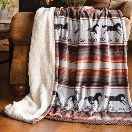 Horse Haven Plush Sherpa Throw