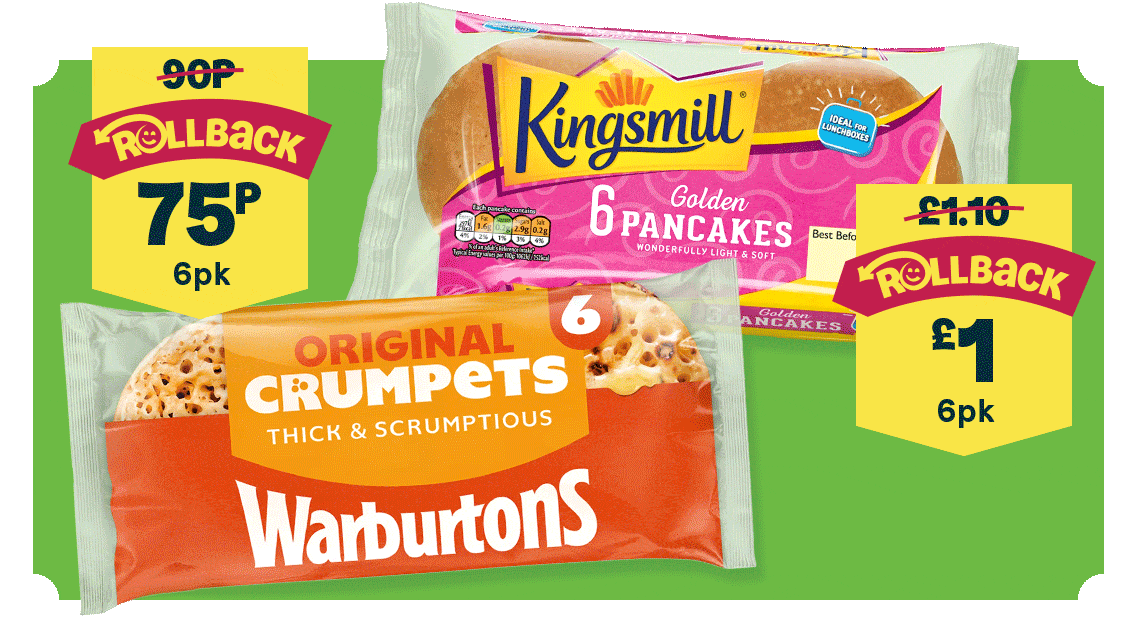 Breakfast favourites, Kingsmill pancakes, Arla Skyr yogurt and Weetabix on Rollback