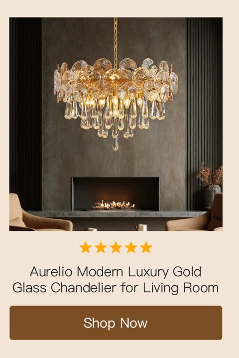 Aurelio Modern Luxury Gold Glass Chandelier for Living Room