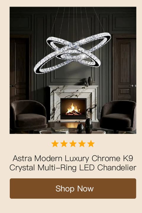 Astra Modern Luxury Chrome K9 Crystal Multi-Ring LED Chandelier