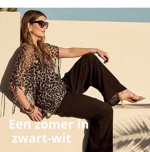 Mesh blouse, cape-stijl, V-hals, halflange mouwen