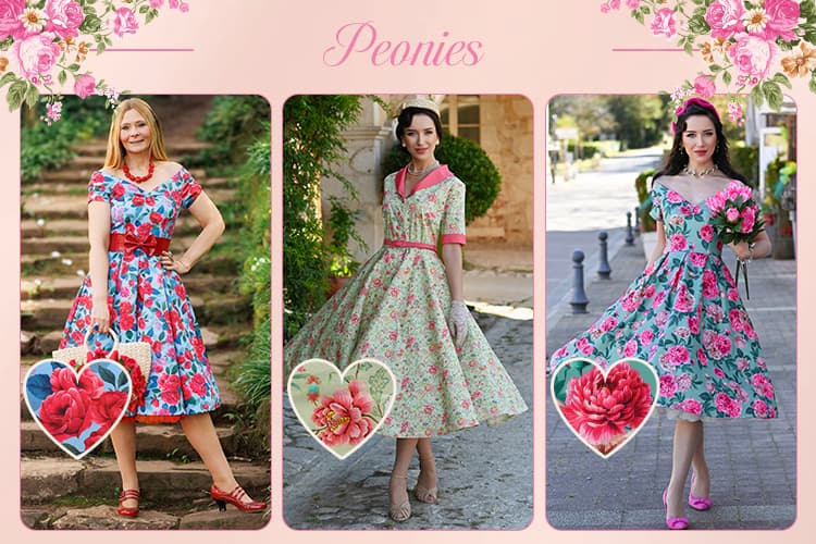 peony floral print dresses