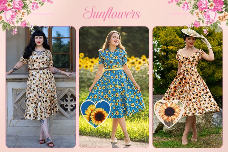 Sunflower print dresses