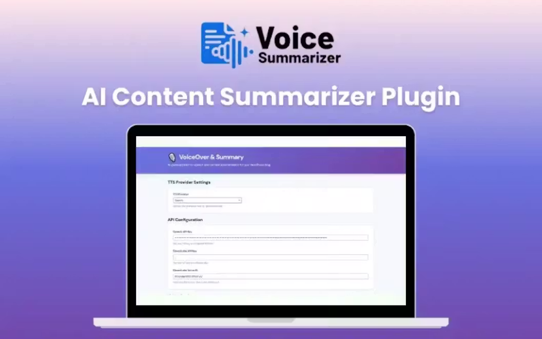 Voice Summarizer – AI Content Summarizer Plugin | Lifetime Access