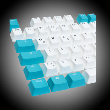 Ducky Keycap Set, PBT, ISO (DE) - weiß/blau