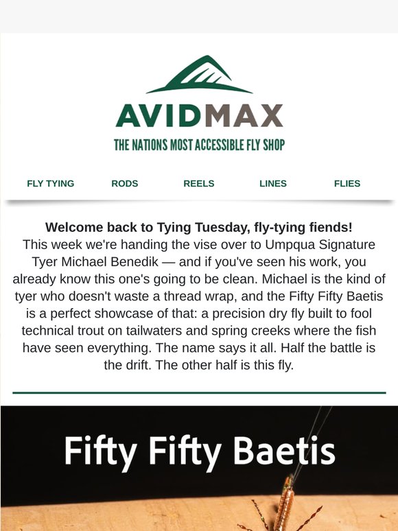 Umpqua Signature Tyer Michael Benedik as he ties the Fifty Fifty Baetis!