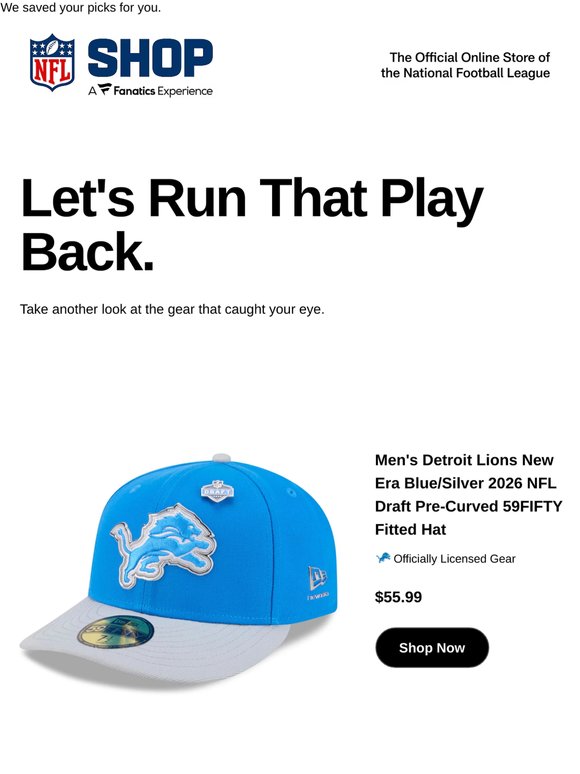Revisit: Men's Detroit Lions  New Era Blue/Silver 2026...
