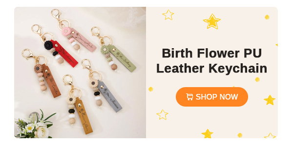 Birth Flower PU Leather Keychain