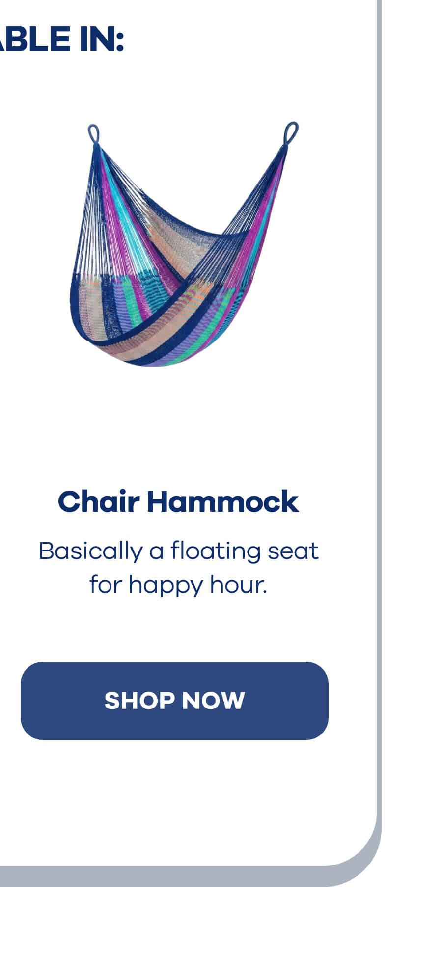 Chair Hammock Basically a floating seat for happy hour. SHOP NOW