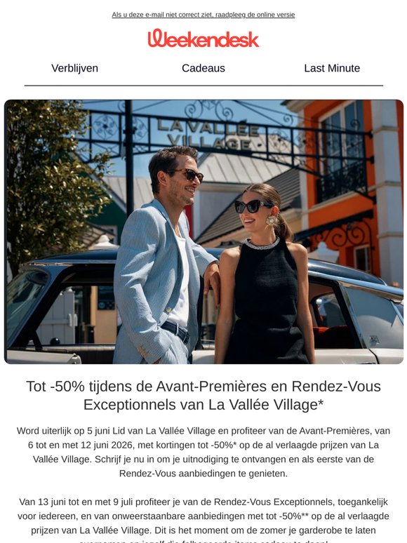 Tot -50%* op de al verlaagde prijzen van La Vallée Village, Parijs