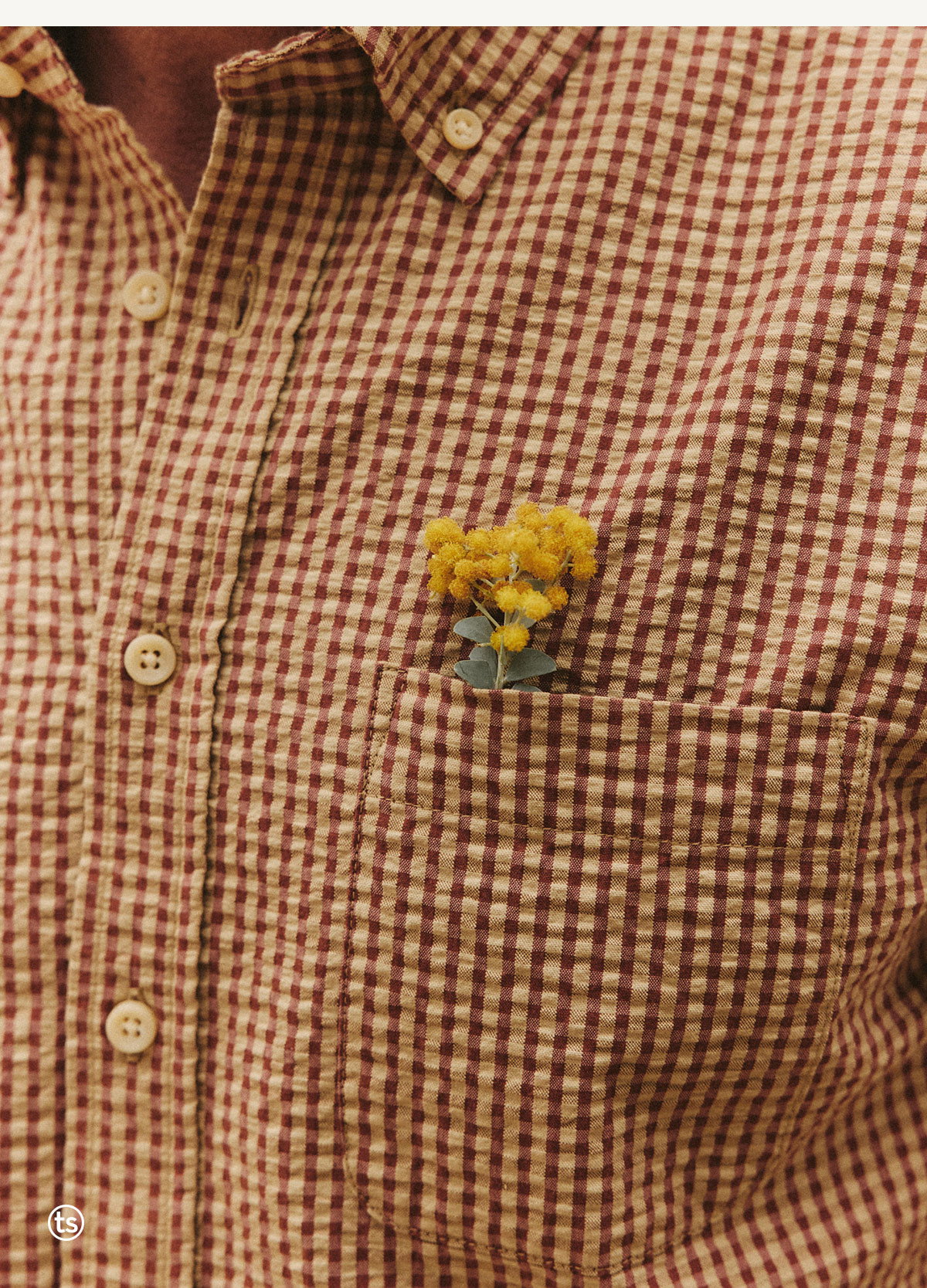 The Short Sleeve Jack in Brick Check Seersucker