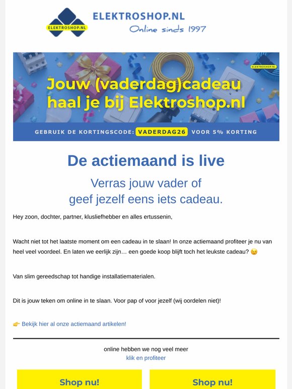 Actiemaand = voordeel 😍 Scoor nu jouw cadeau voor vaderdag