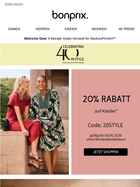 20% Rabatt auf alle Kleider 💃