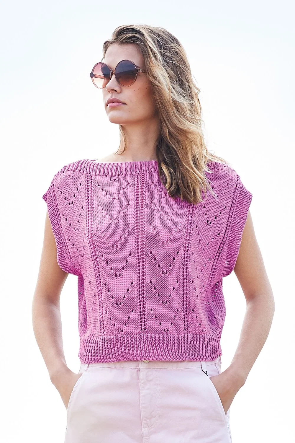 Strickanleitung Lochmuster-Top aus Essentials Cotton dk