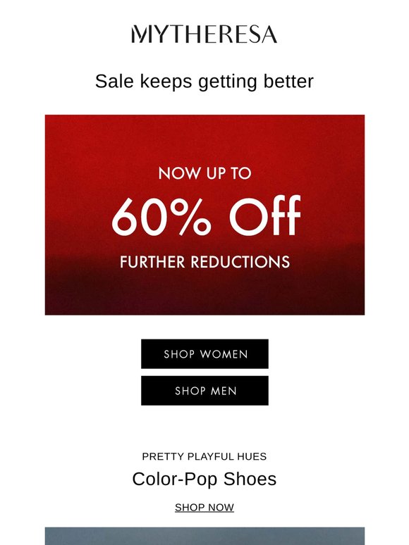 Sale now up to 60% off and further reductions
