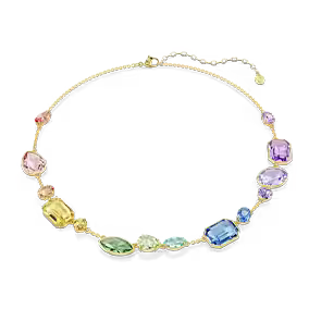 Gema Halskette, Verschiedene Schliffe, Mehrfarbig, Goldlegierungsschicht