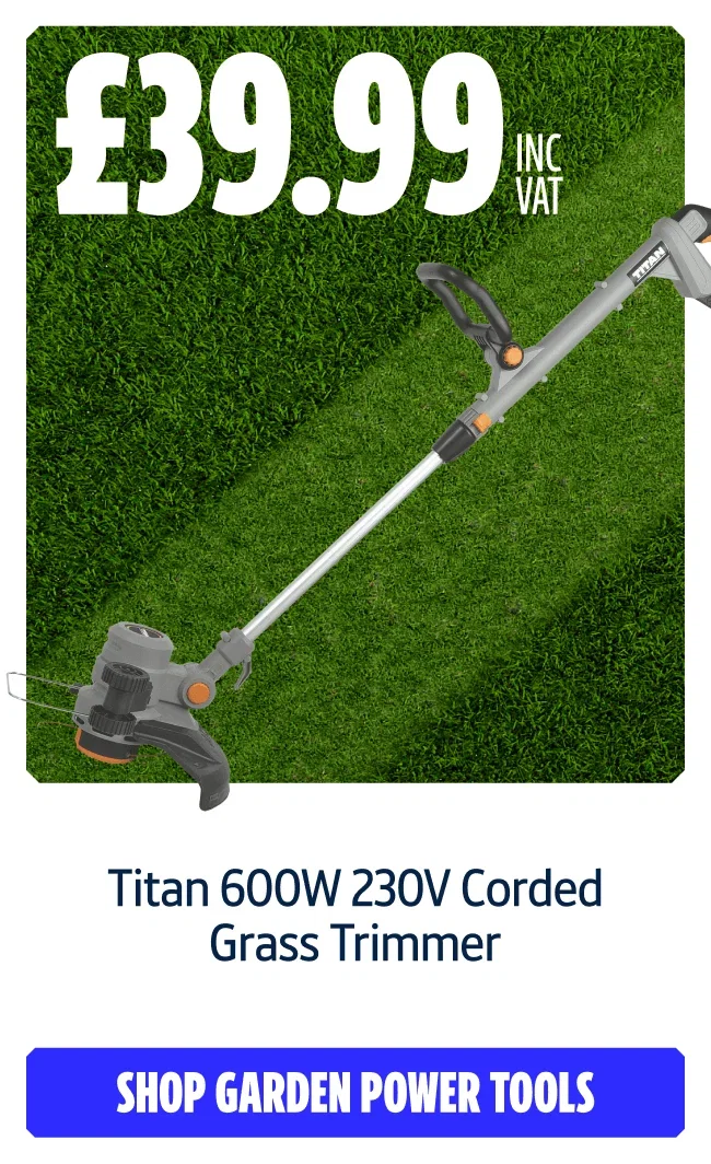 Titan TTB820GGT 600W 230V Corded Grass Trimmer.. Only £39.99 inc VAT. Shop garden power tools
