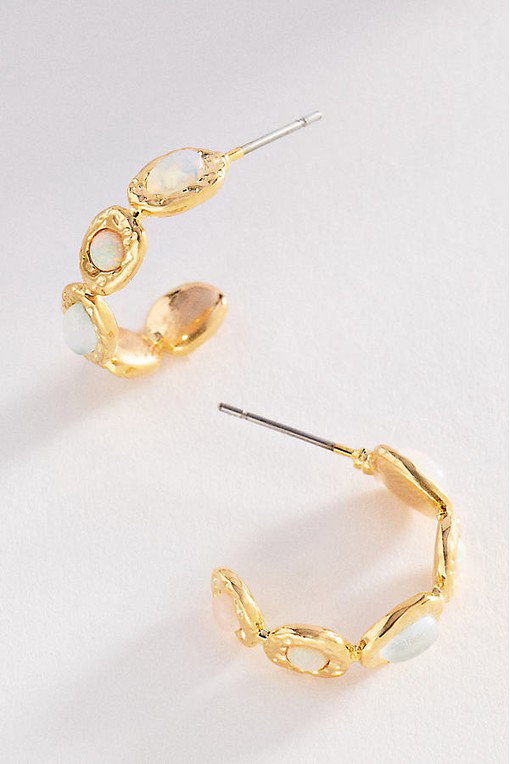Colourful Semi-Stone Hoop Earrings