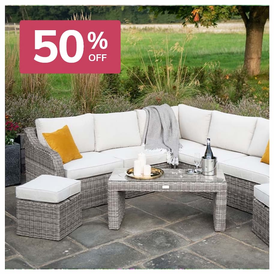 Luxury Stone Rattan Corner Sofa Set