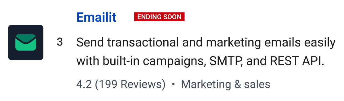 Emailit (Ending soon): Send transactional and marketing emails easily with built-in campaigns, SMTP, and REST API.