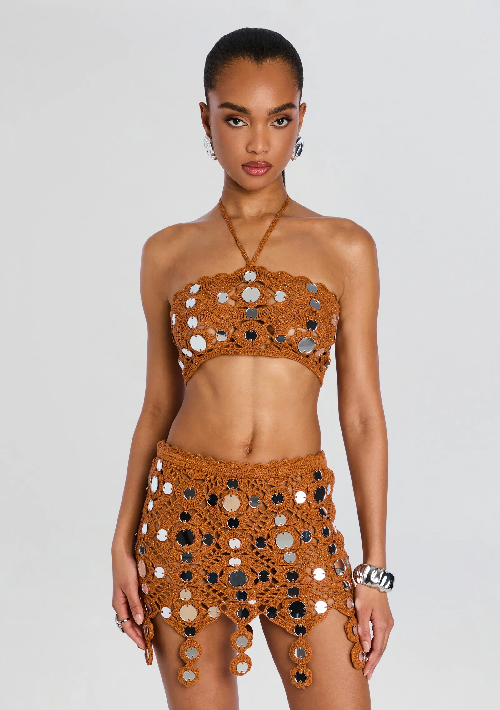 Image of Enora Metallic Crochet Top