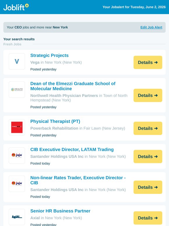 92 new Jobs for CEO in New York  - apply now!