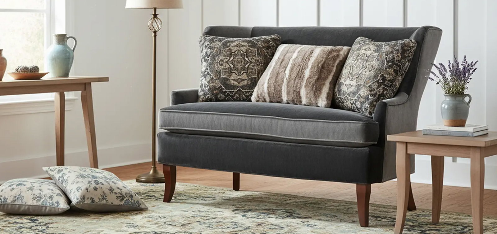 Helen Dark Blue Settee 