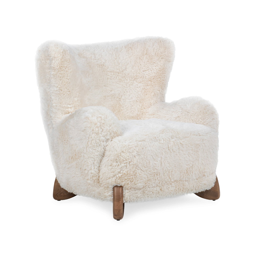 Riya Faux Fur White Accent Chair