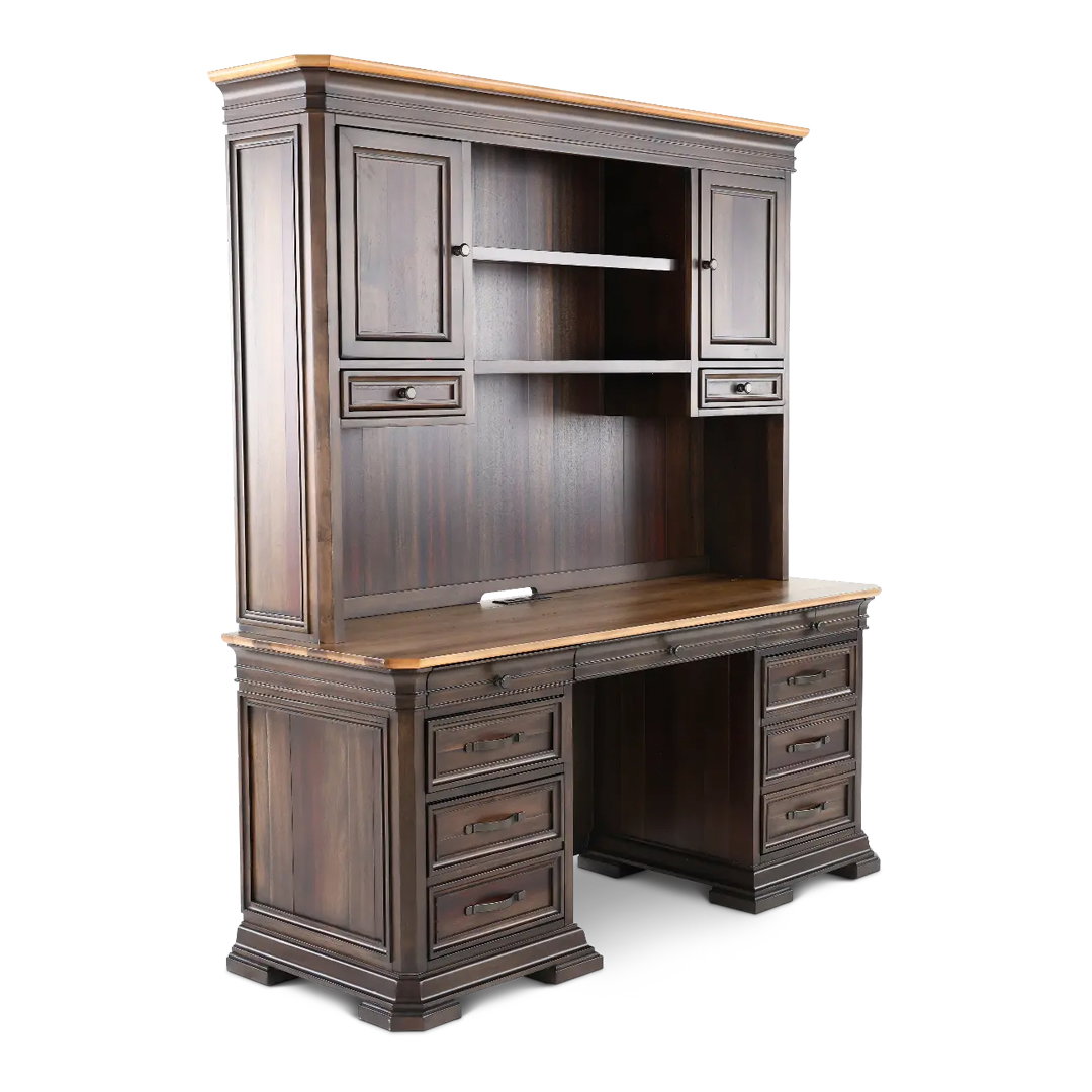 Sonoma Brown Credenza and Hutch 