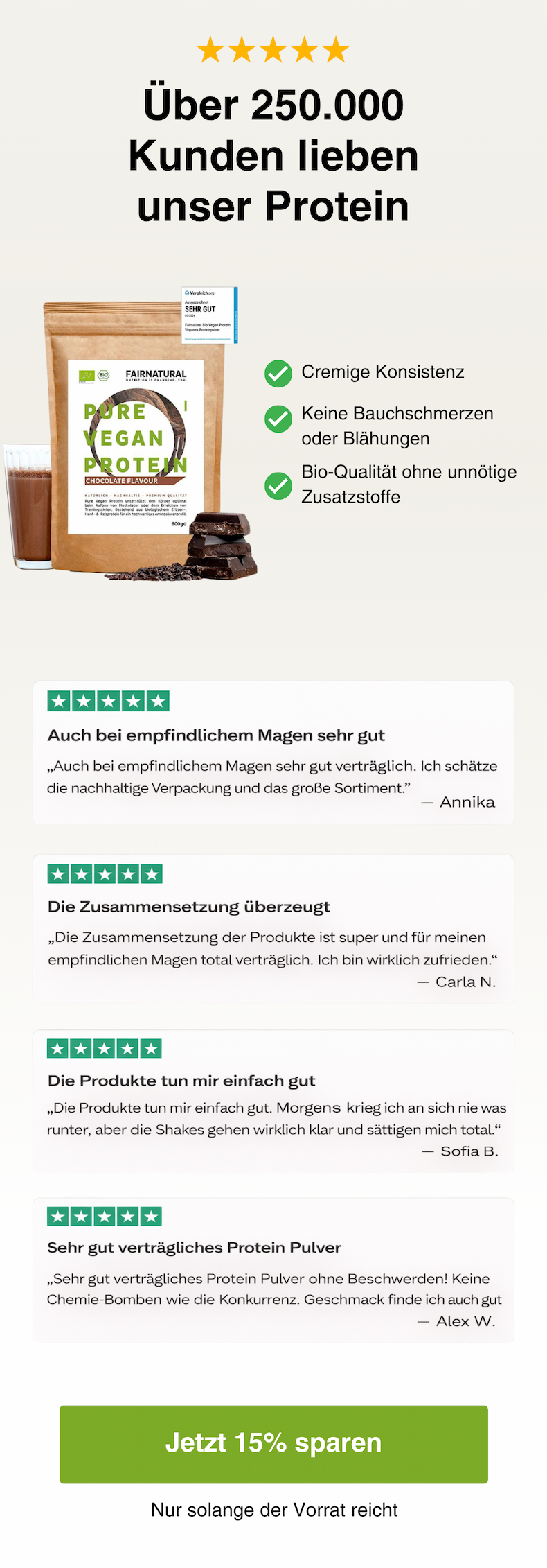 Über 250.000 Kunden vertrauen Fairnatural Protein