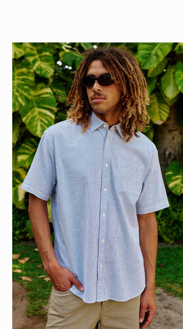 Male model in Ezra Shirt