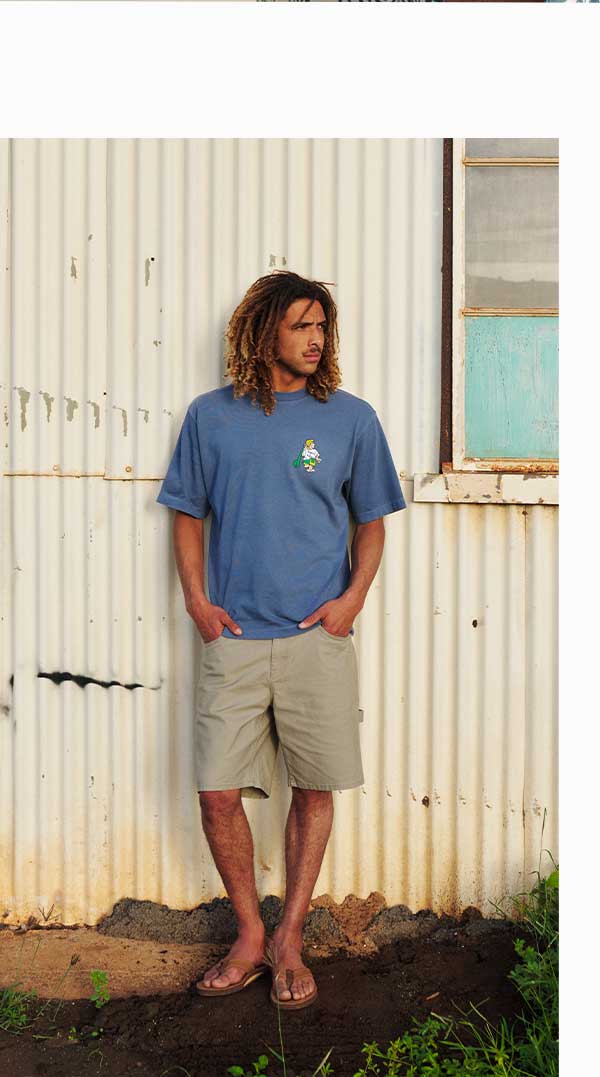 Male Model in the Walter Box Fit Tee and Stanley Shorts