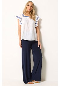 LTS Tall Navy Blue Palazzo Wide Leg Trousers