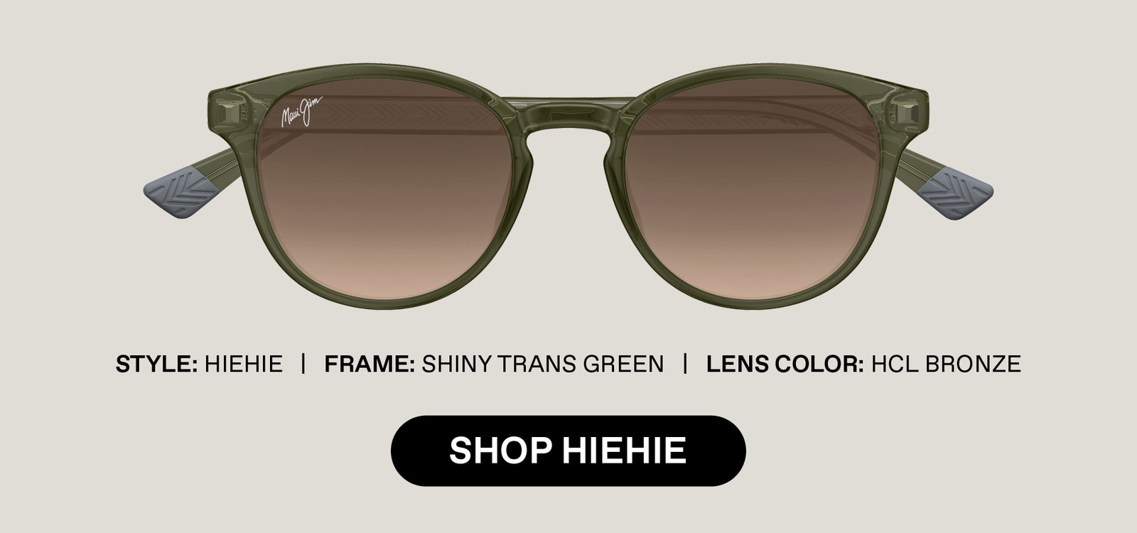 Style: Hiehie, Frame: Shiny Trans Green, Lens Color: HCL Bronze - Shop Hiehie