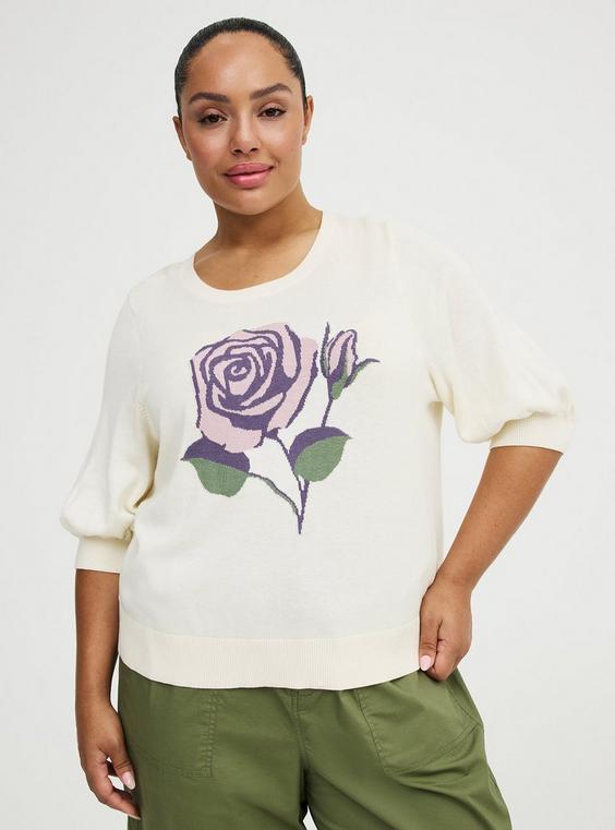 Cotton-Blend Crew Pullover Sweater