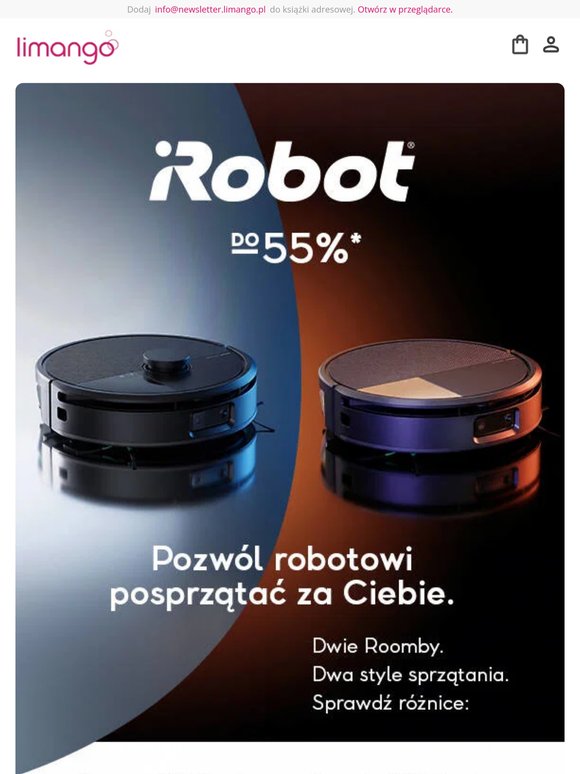 iRobot do -55%* ✨ Mniej sprzątania, więcej czasu dla Ciebie 💆