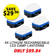 4x Lithium Rechargeable LED Camp Lantern