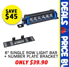 6 Single Row Light Bar + Number Plate Bracket