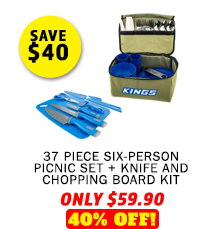 37 Piece Six-Person Picnic Set + Knife and Chopping Board Kit