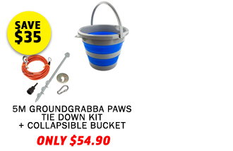 GroundGrabba Grounded Paws Tie Down Kit - 5m + Collapsible 10L Bucket