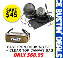 Cast Iron Cooking Set + Clear Top Canvas Bag
