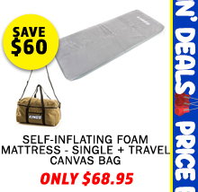 Self-Inflating Foam Mattress - Single + Travel Canvas Bag