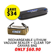 Rechargeable Lithium Vacuum Sealer + Clear Top Canvas Bag