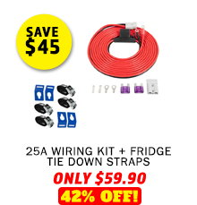 25A Wiring Kit + Fridge Tie Down Straps - (4 Pack)