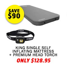 Premium Self-Inflating Mattress King Single + Premium Head Torch