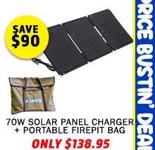 70W Solar Panel Charger + Portable Firepit Bag