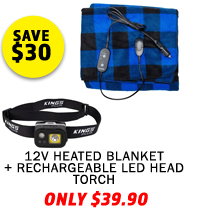 12V Heated Blanket + Rechargeable LED Head Torch