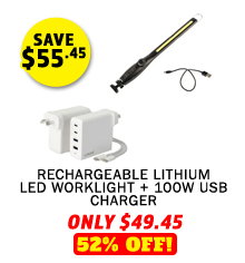 Rechargeable Lithium LED Worklight + 100W USB Charger