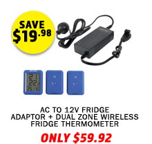 AC To 12V Fridge Adaptor + Dual Zone Thermometer