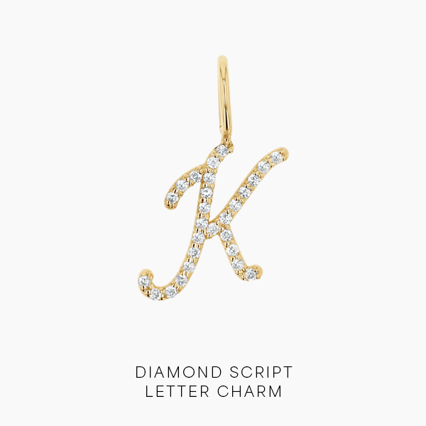 Diamond Script Letter Charm